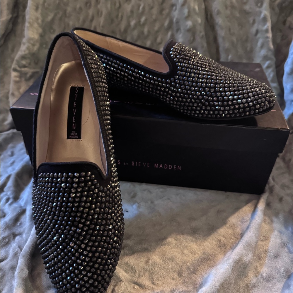Steve Madden Black Sparkling Loafers